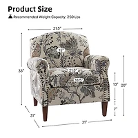 Erica Gray Floral Accent Chair