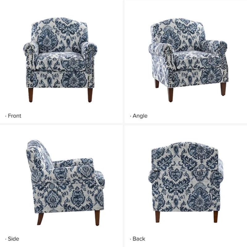 Erica Navy Damask Accent Chair