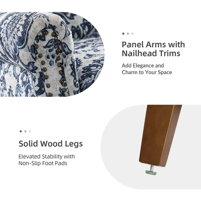 Erica Navy Damask Accent Chair