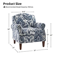 Erica Navy Damask Accent Chair