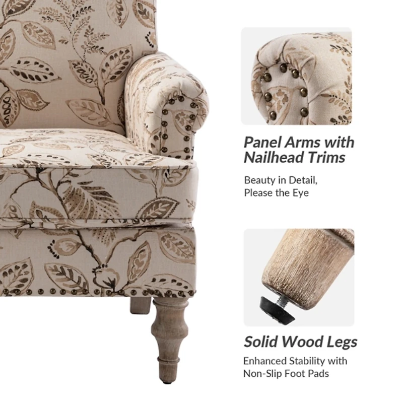 Lambert Beige Leaf Accent Chair