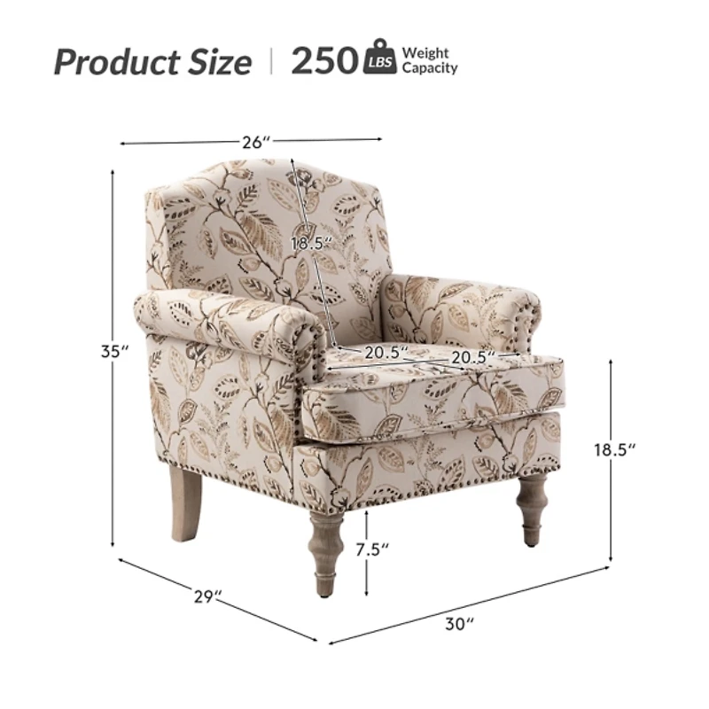 Lambert Beige Leaf Accent Chair