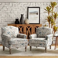 Lambert Blue Paisley Accent Chair