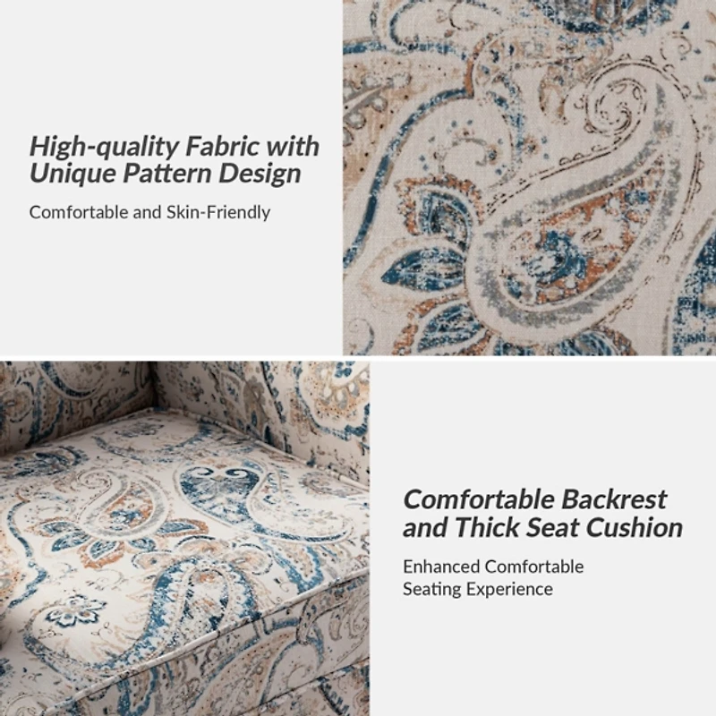 Lambert Blue Paisley Accent Chair