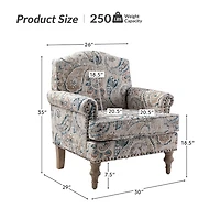 Lambert Blue Paisley Accent Chair