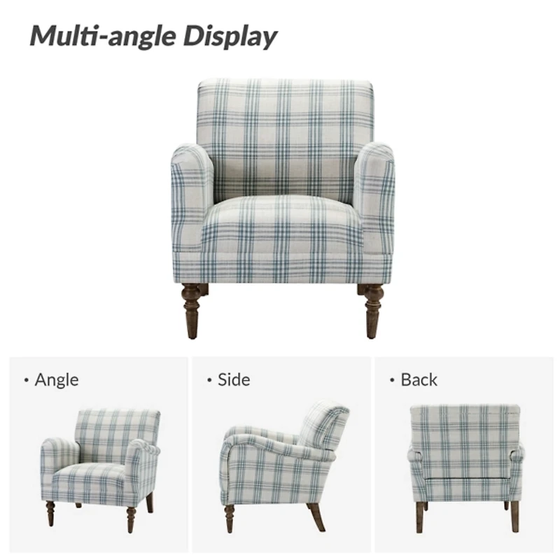 Malia Blue Plaid Accent Chair