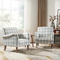 Malia Blue Plaid Accent Chair