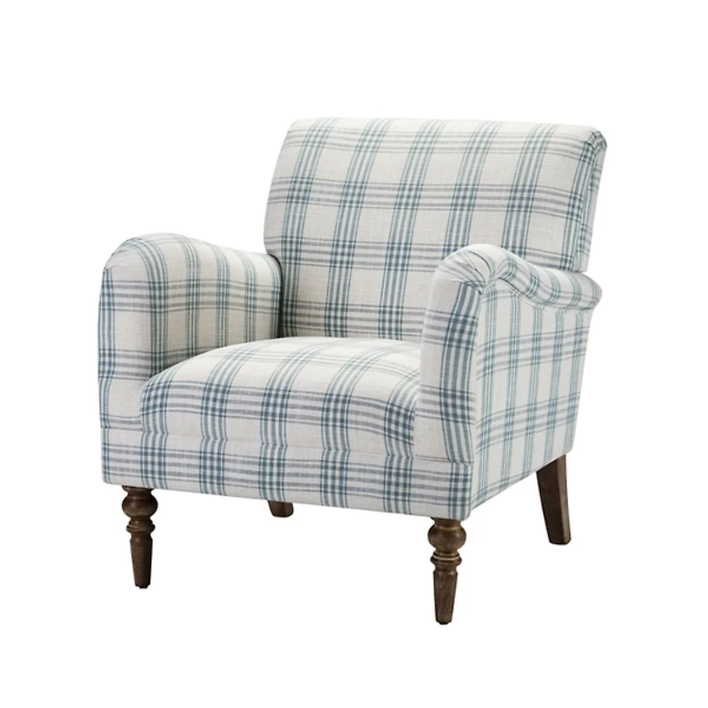 Malia Blue Plaid Accent Chair
