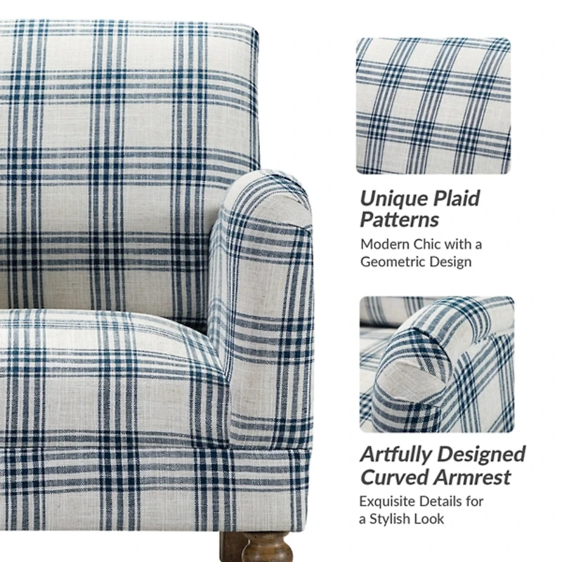Malia Navy Plaid Accent Chair