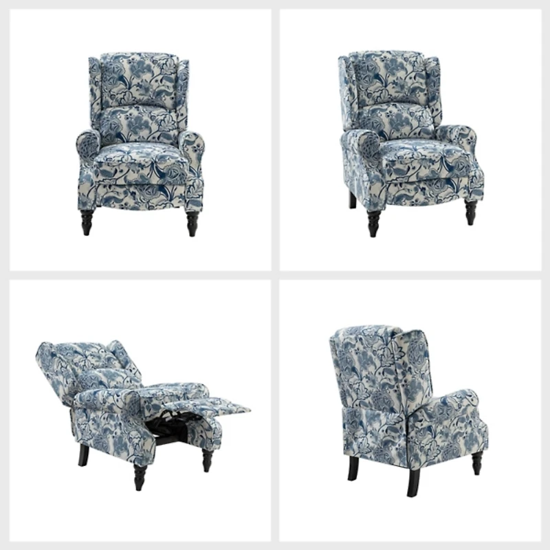 Asikli Blue Jacobean Manual Recliner