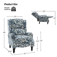 Asikli Blue Jacobean Manual Recliner