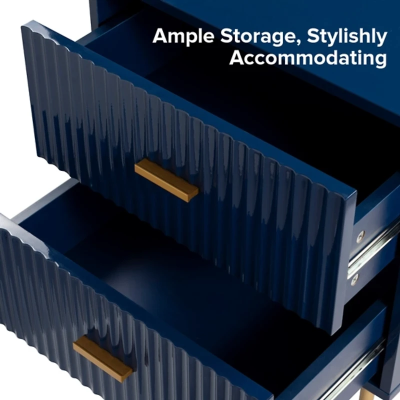 Ceandro Navy 2 Drawer Nightstand