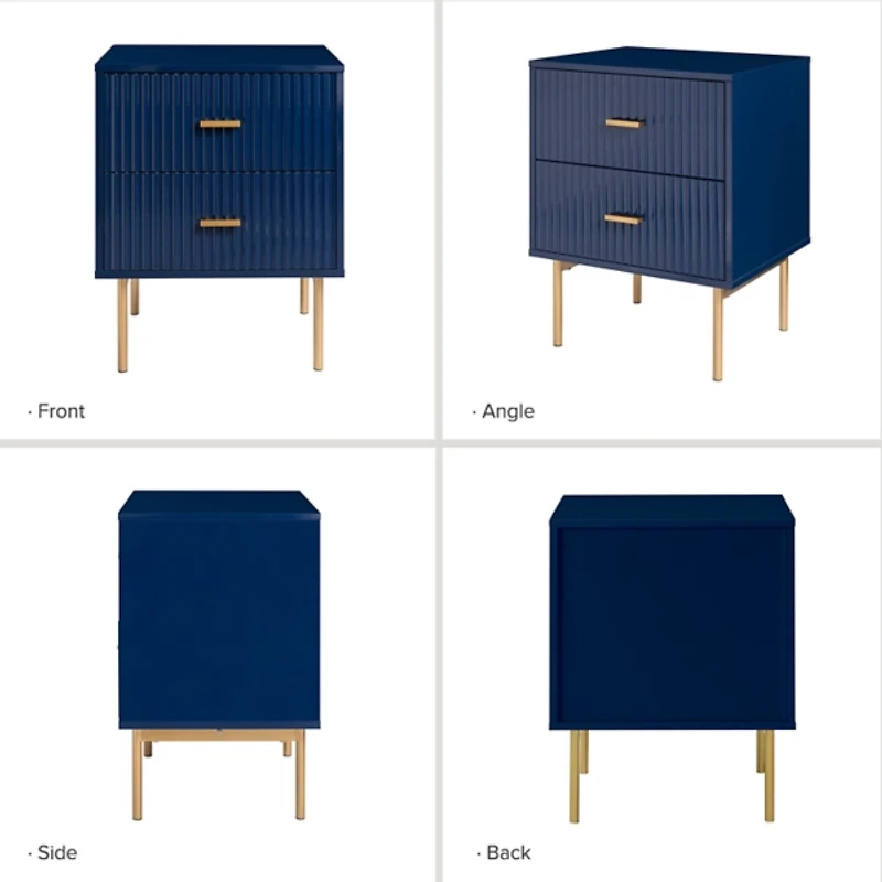 Ceandro Navy 2 Drawer Nightstand