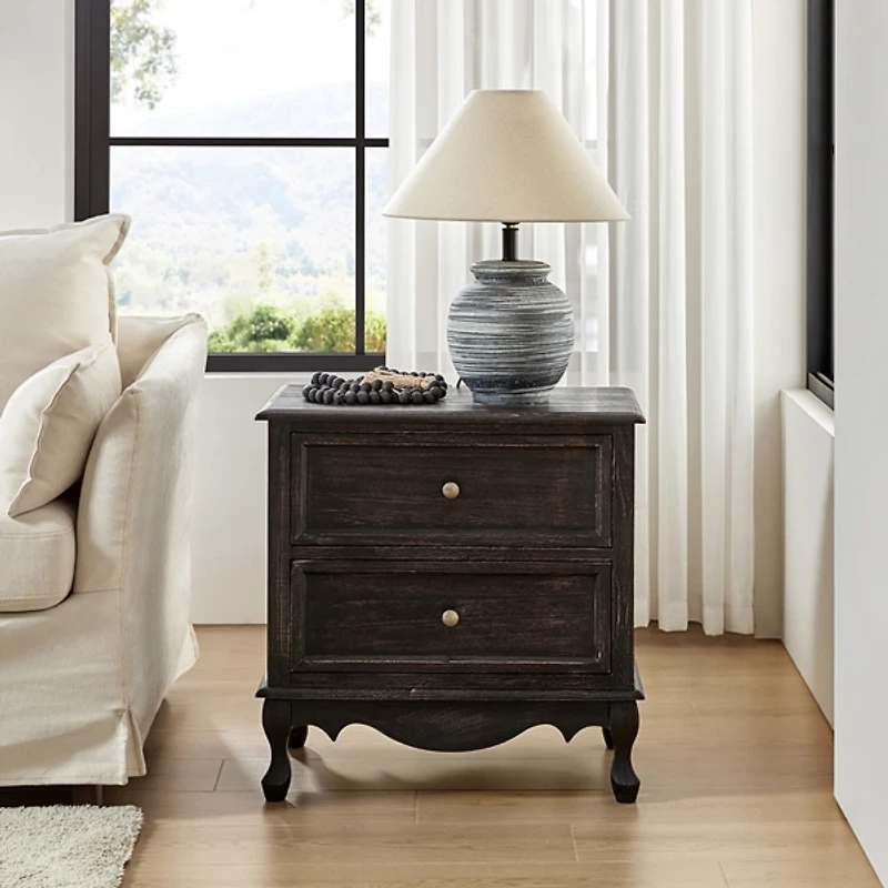 Hippe Charcoal Gray 2 Drawer Nightstand