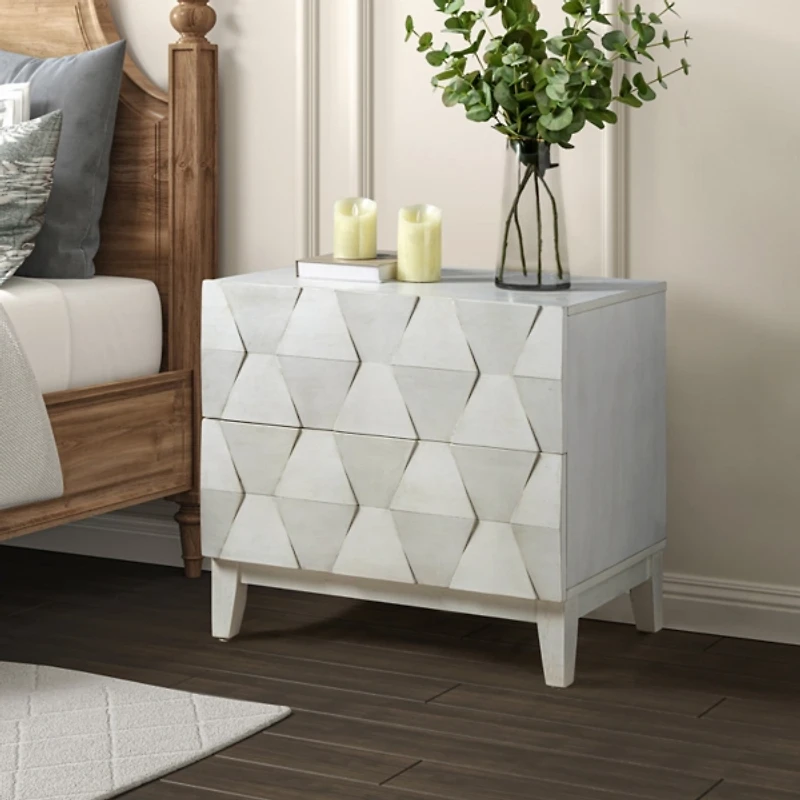 Helga White Wood Charging Nightstand
