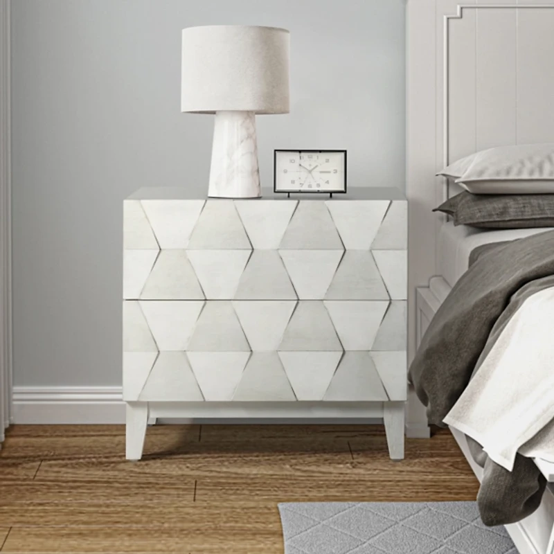 Helga White Wood Charging Nightstand