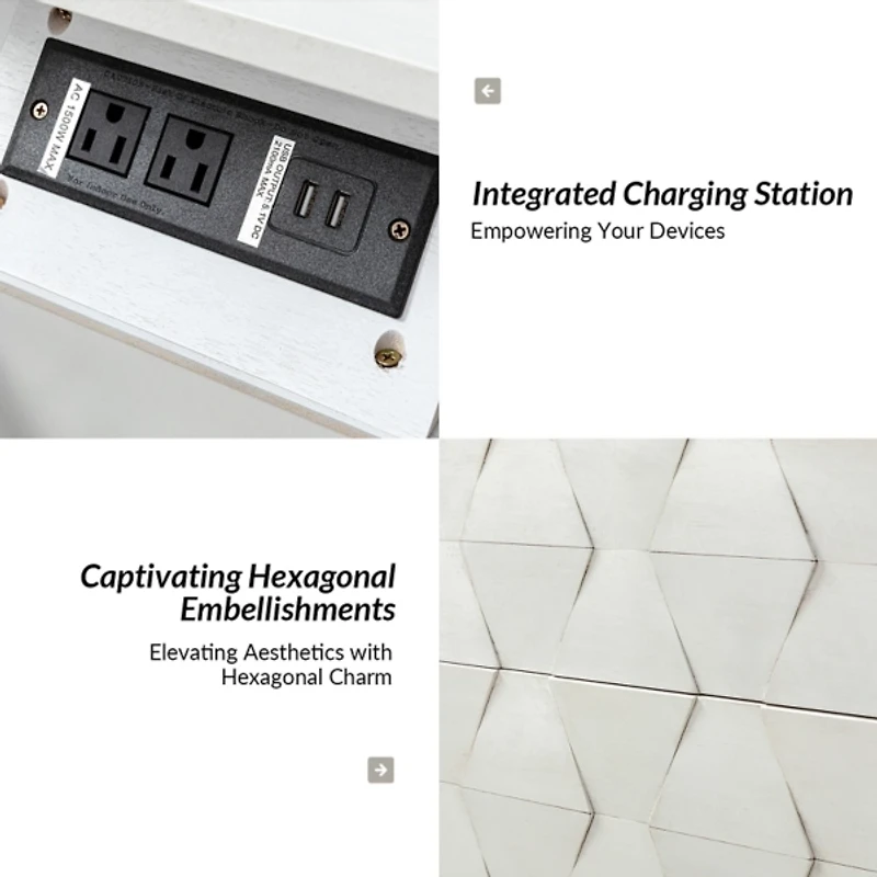 Helga White Wood Charging Nightstand