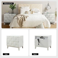 Helga White Wood Charging Nightstand