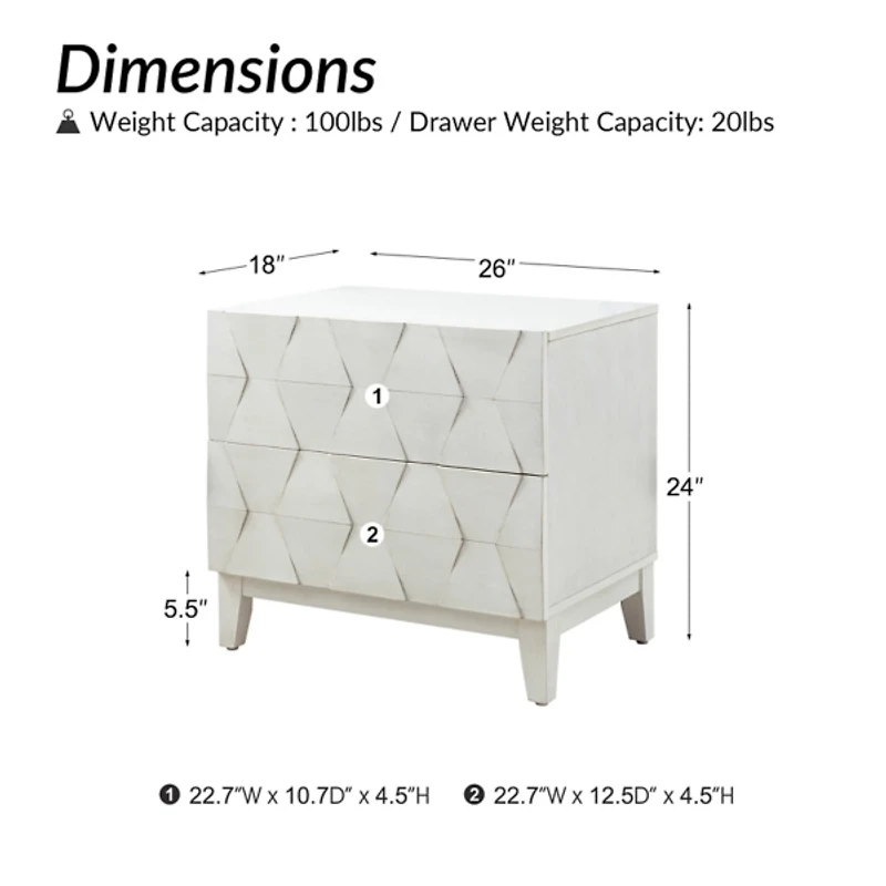 Helga White Wood Charging Nightstand