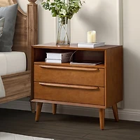 Frieda Acorn Brown 2 Drawer Charging Nightstand