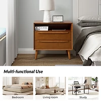 Frieda Acorn Brown 2 Drawer Charging Nightstand