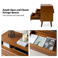 Frieda Acorn Brown 2 Drawer Charging Nightstand