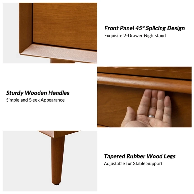 Frieda Acorn Brown 2 Drawer Charging Nightstand