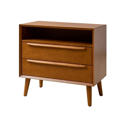 Frieda Acorn Brown 2 Drawer Charging Nightstand