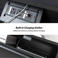 Frieda Black Wood 2 Drawer Charging Nightstand