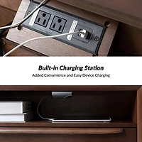 Frieda Walnut Brown 2 Drawer Charging Nightstand