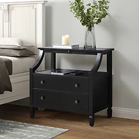 Bernadette Black Wood Charging Nightstand