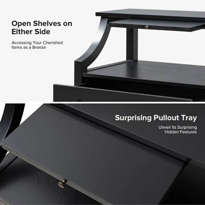 Bernadette Black Wood Charging Nightstand