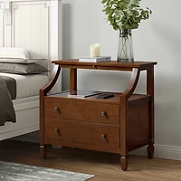 Bernadette Walnut Brown Charging Nightstand