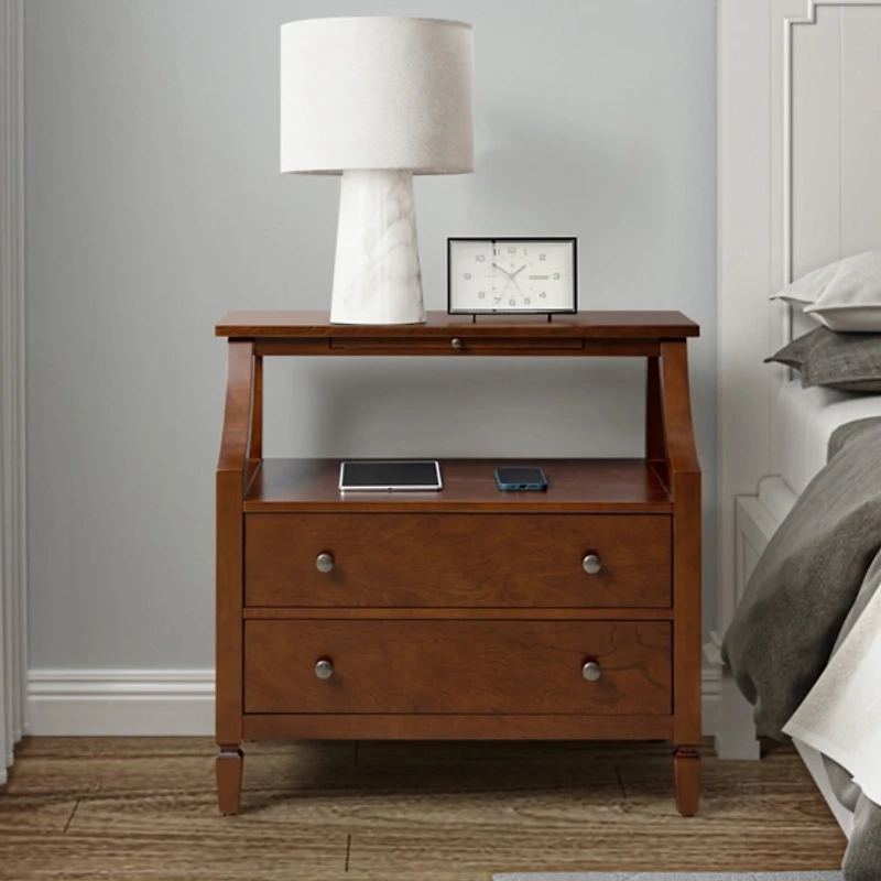 Bernadette Walnut Brown Charging Nightstand