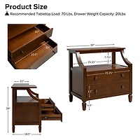 Bernadette Walnut Brown Charging Nightstand