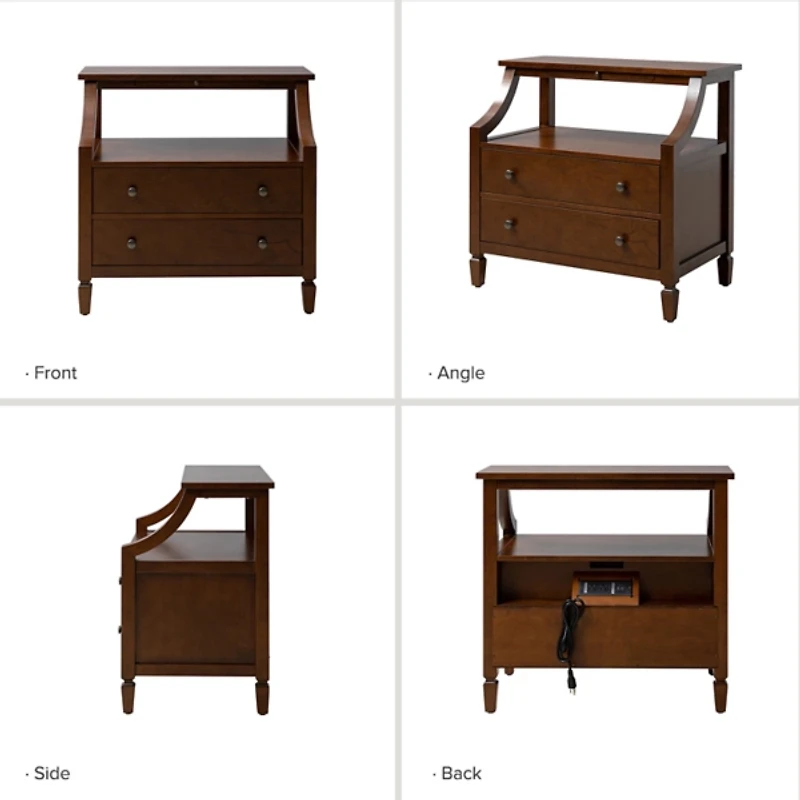 Bernadette Walnut Brown Charging Nightstand