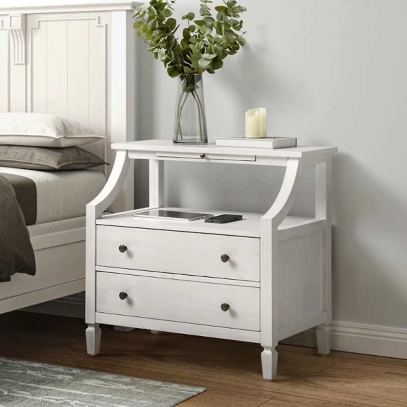 Bernadette White Wood Charging Nightstand
