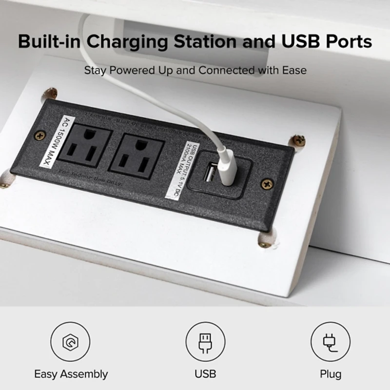 Bernadette White Wood Charging Nightstand