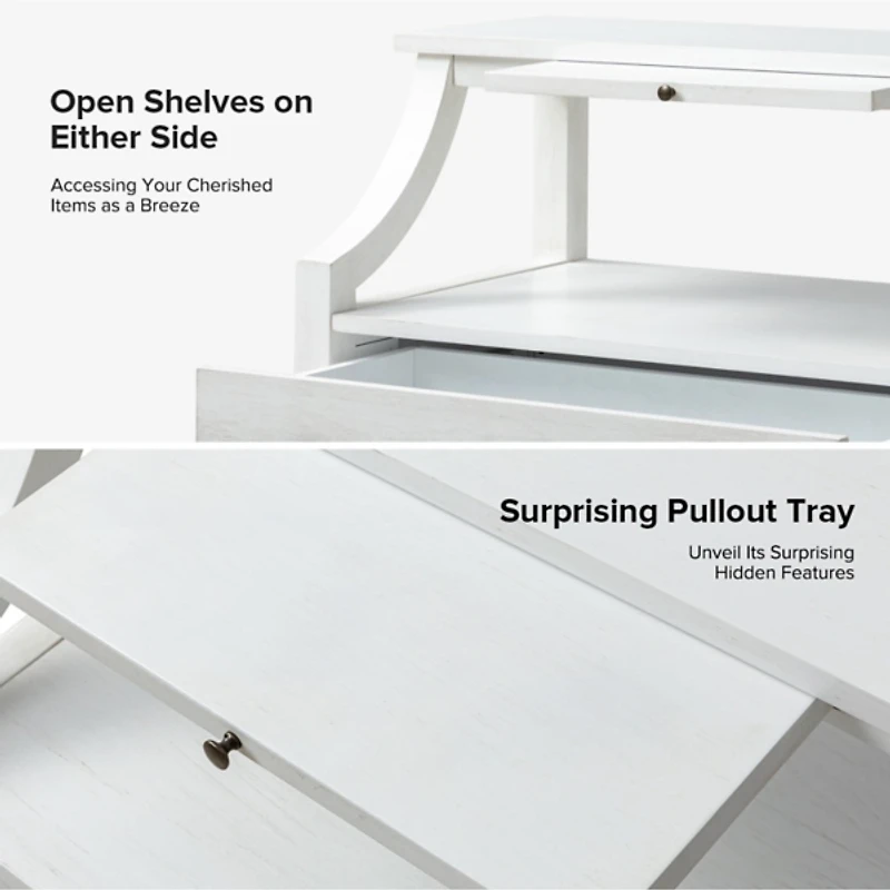 Bernadette White Wood Charging Nightstand