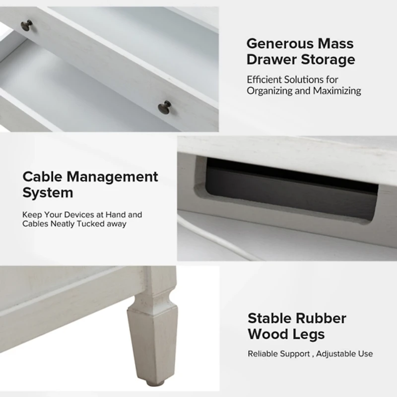 Bernadette White Wood Charging Nightstand