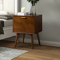 Walnut Brown Anita Wood Charging Nightstand