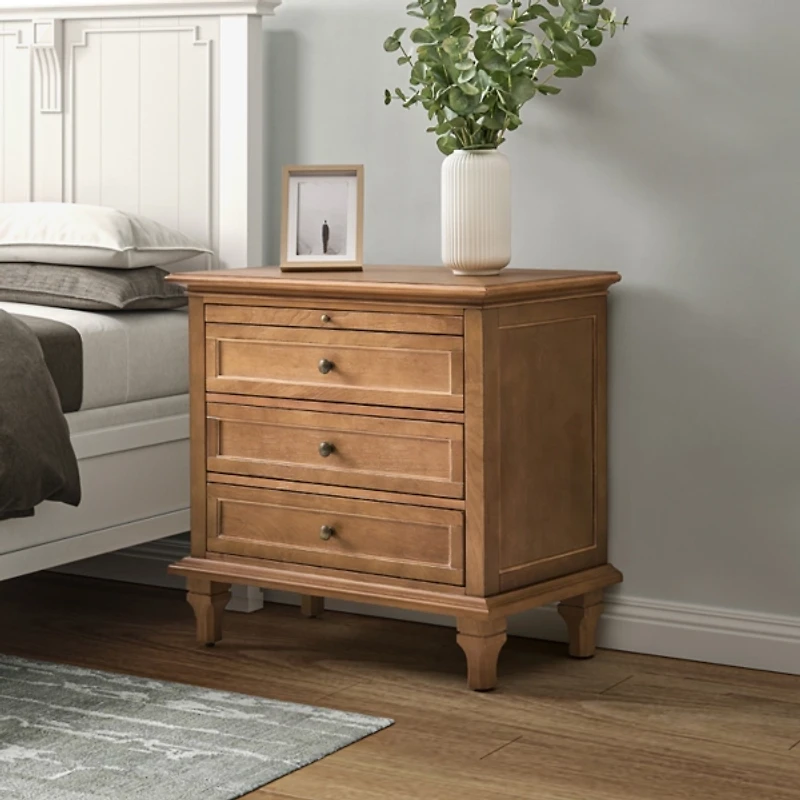 Acorn Brown Dominic 3 Drawer Charging Nightstand