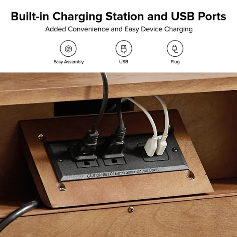 Acorn Brown Dominic 3 Drawer Charging Nightstand