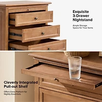 Acorn Brown Dominic 3 Drawer Charging Nightstand