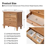 Acorn Brown Dominic 3 Drawer Charging Nightstand