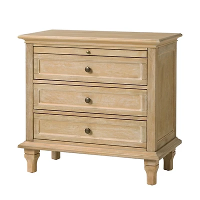 Natural Wood Dominic 3 Drawer Charging Nightstand