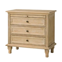 Natural Wood Dominic 3 Drawer Charging Nightstand