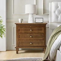 Walnut Brown Dominic 3 Drawer Charging Nightstand