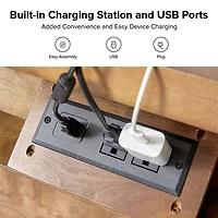 Walnut Brown Dominic 3 Drawer Charging Nightstand