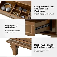 Walnut Brown Dominic 3 Drawer Charging Nightstand